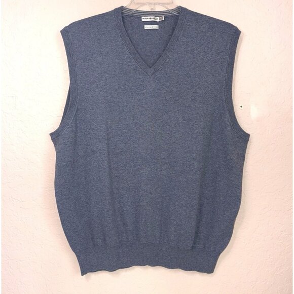 Peter Millar Sweater Vest Mens XXL Cotton Cashmere Blue V-neck Soft Old Money - Picture 1 of 7